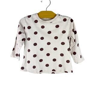 Zara Long Sleeve Brown Polka Dot Shirt Size 12-18 Months